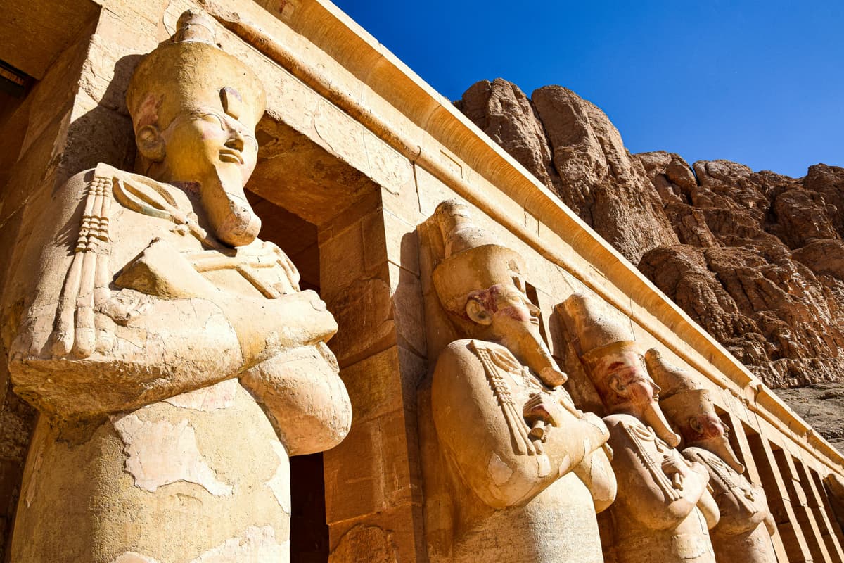 Mortuary Temple of Hatshepsut against desert cliffs